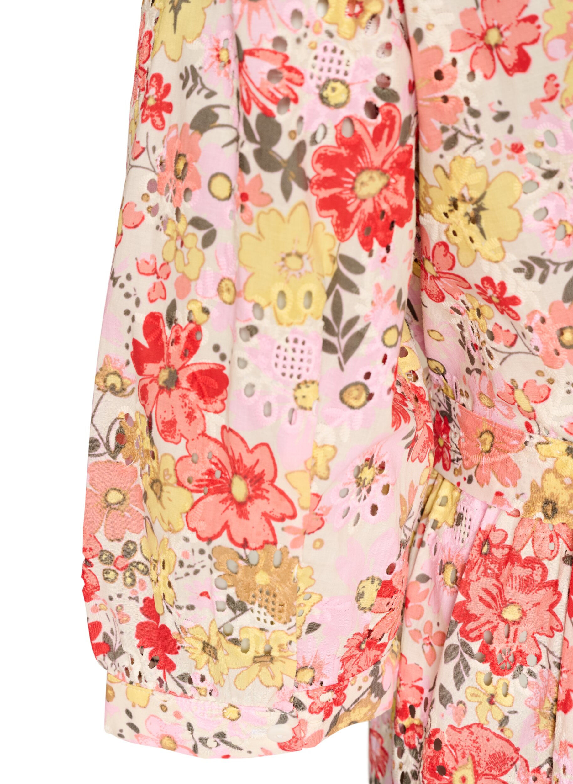 ZizzifashionFloral midi dress with broderie anglaise and a tie-belt, Rose, Packshot image number 3