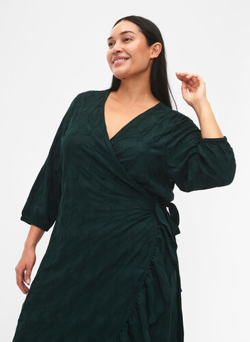 FLASH - Wrap Dress with 3/4 Sleeves, Scarab, Model image number 2