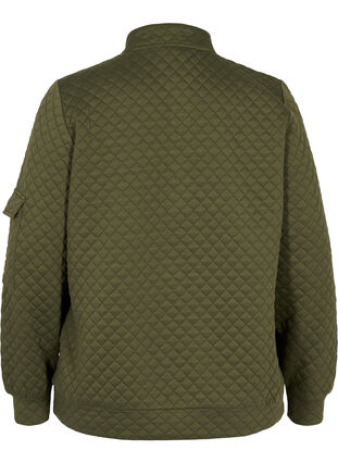 Quilted sweatshirt with zip, Ivy Green, Packshot image number 1