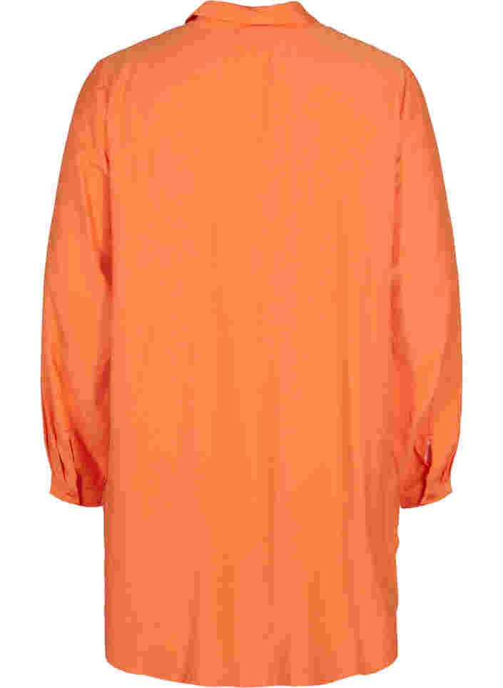 Long shirt in viscose, Celosia Orange, Packshot image number 1