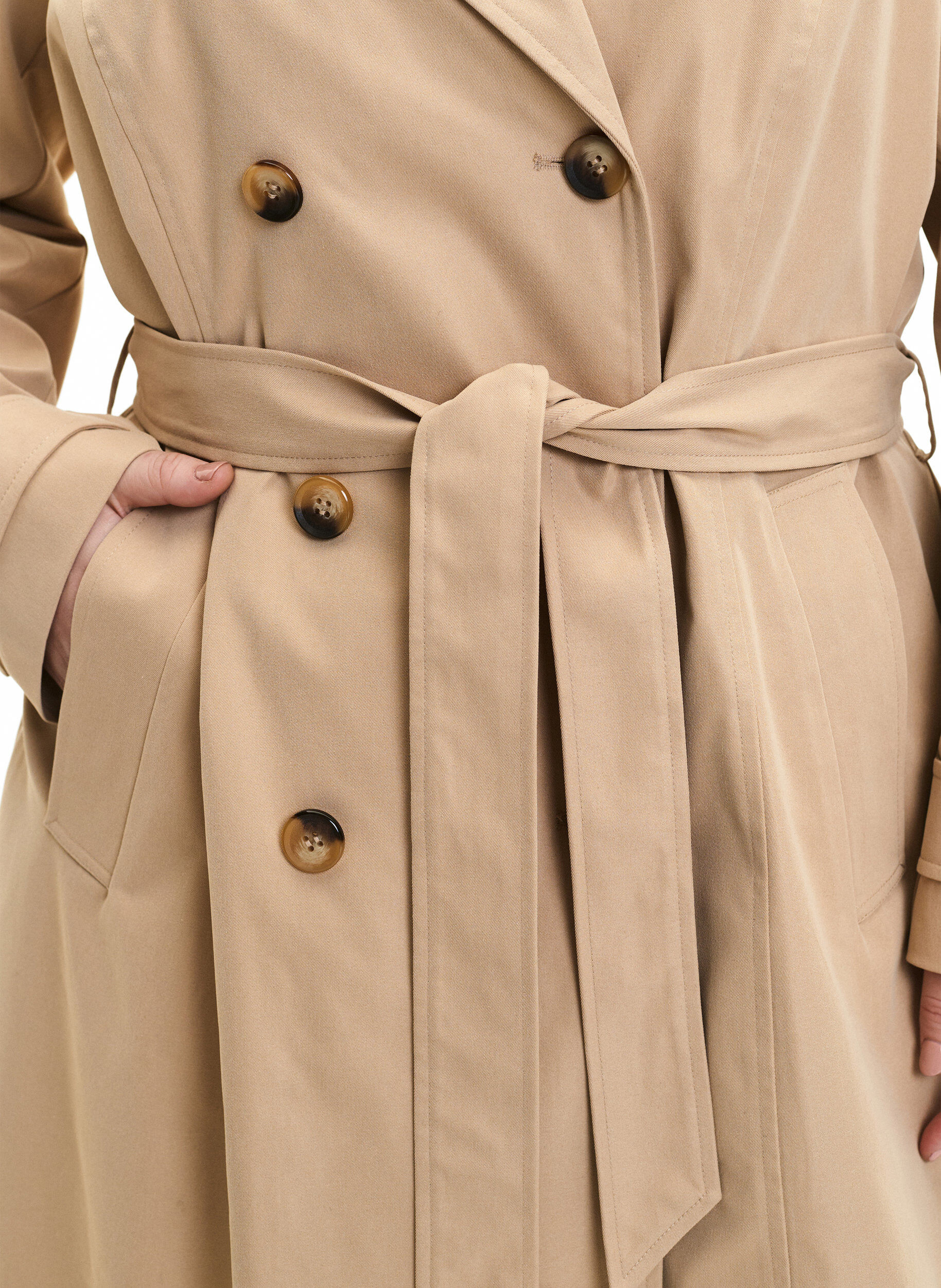 Zizzifashion Trench coat with pockets and belt, Nomad, Model image number 2