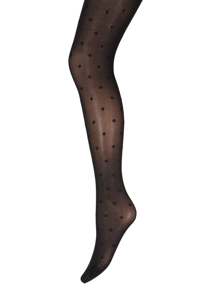 40 denier polka dotted tights, Black, Packshot image number 0