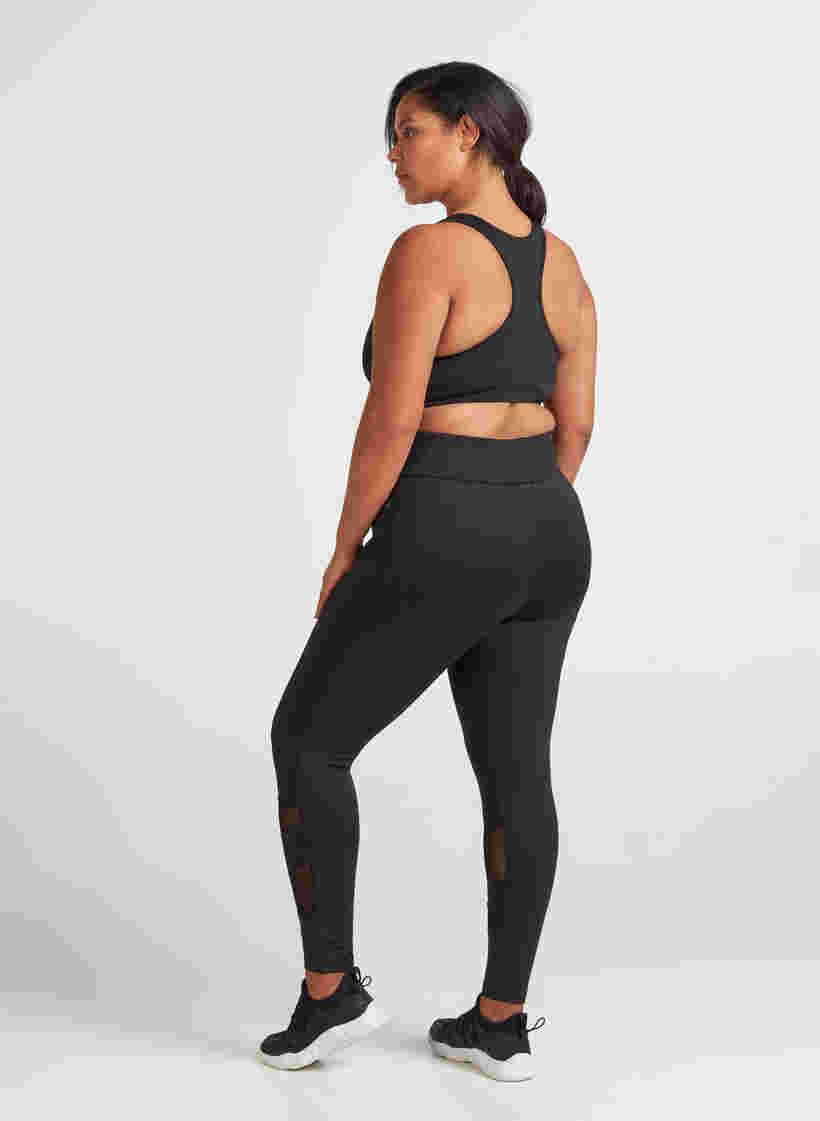 Sports leggings with mesh, Black, Model image number 2