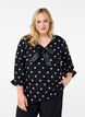 Blouse with bows and 3/4 sleeves, Black White Bow, Model image number 0