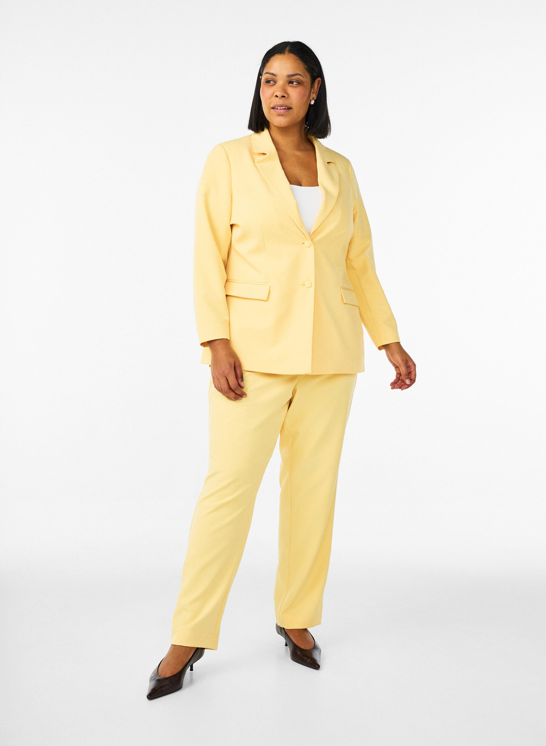 Zizzifashion Classic blazer with button closure, Yellow, Model image number 1