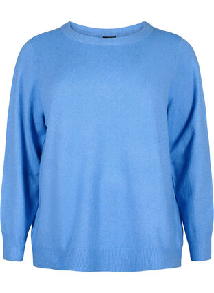 Long-sleeved pullover with round neck	, Blue Bonnet Mel., Packshot image number 0