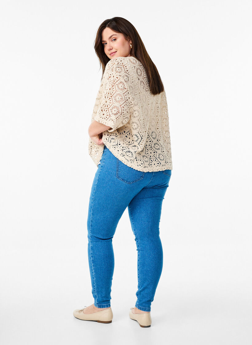 Stretchy jeggings with a high waist, Light Blue, Model image number 1