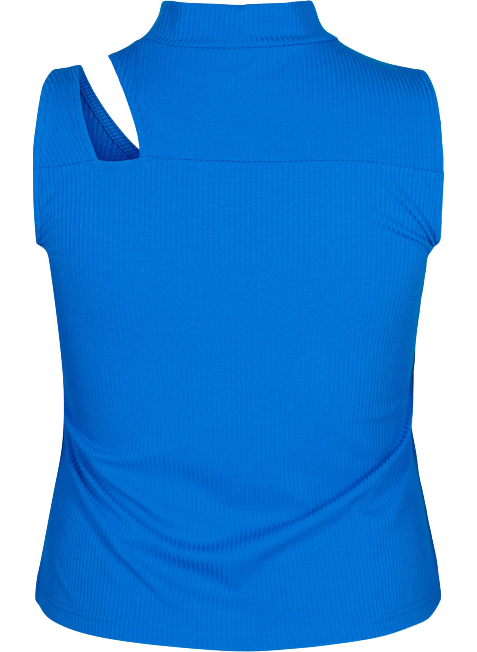 Zizzifashion Ribbed top with cut-out section, Princess Blue, Packshot image number 1