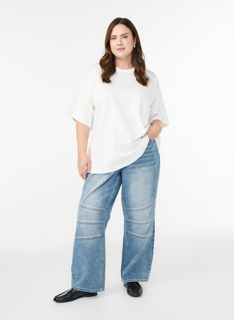 Oversized T-shirt with half sleeves, White, Model image number 1