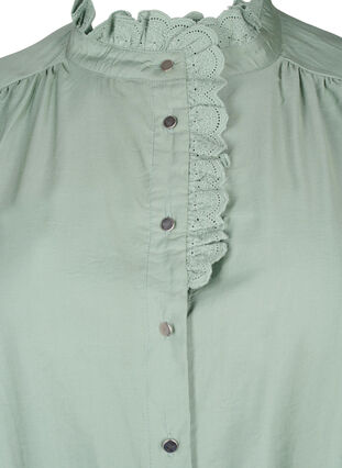 Viscose shirt blouse with ruffles, Green Bay, Packshot image number 2