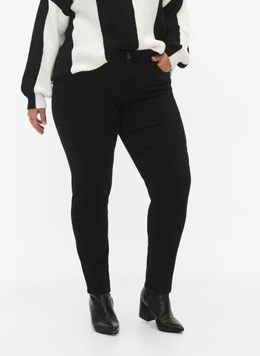 Emily jeans with regular waist and slim fit, Black, Model image number 2