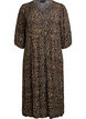 Midi dress with leopard print and 3/4 sleeves, Brown, Packshot image number 0