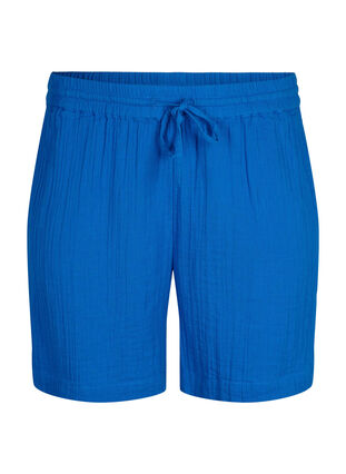 Cotton muslin shorts with pockets, Victoria blue, Packshot image number 0