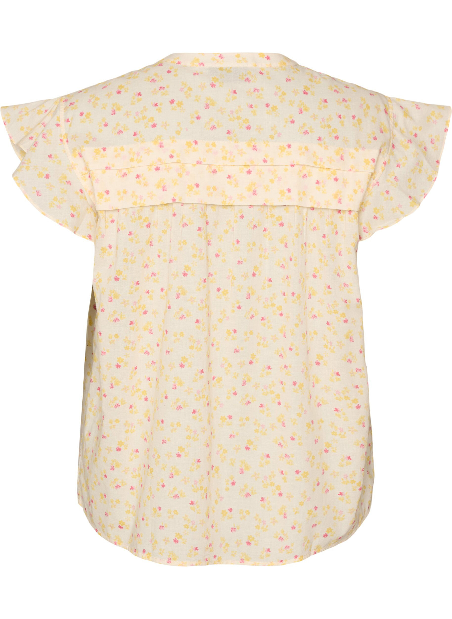 ZizzifashionSleeveless A-line cotton shirt blouse, Yellow, Packshot image number 1