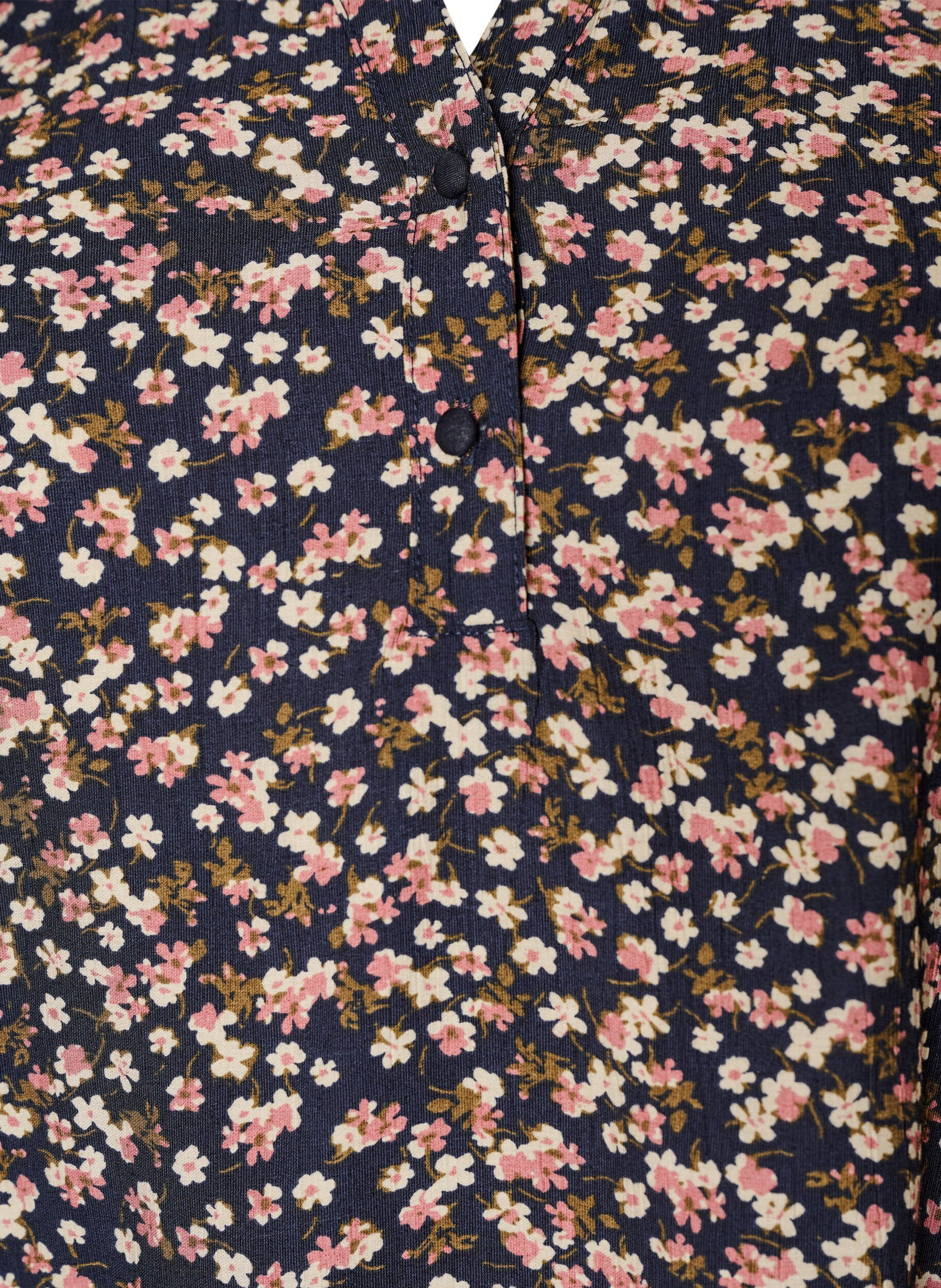 ZizzifashionFloral viscose blouse with short sleeves and smock details, Blue, Packshot image number 2