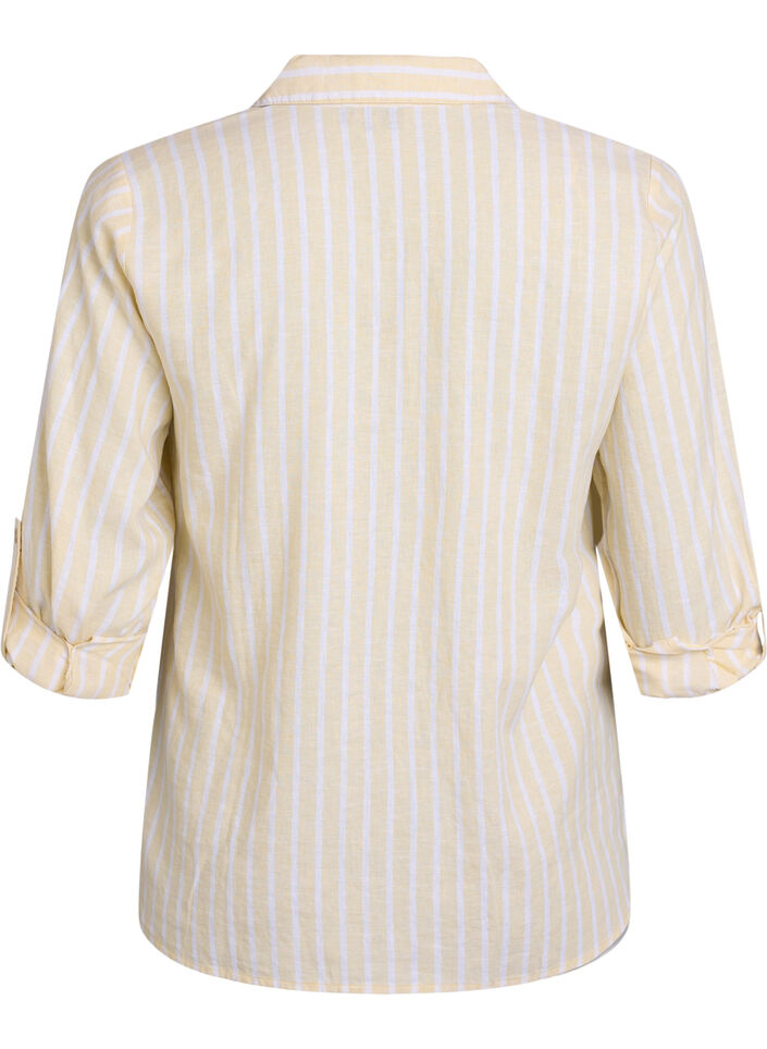 Shirt in linen and viscose with 3/4 sleeves, Beige, Packshot image number 1