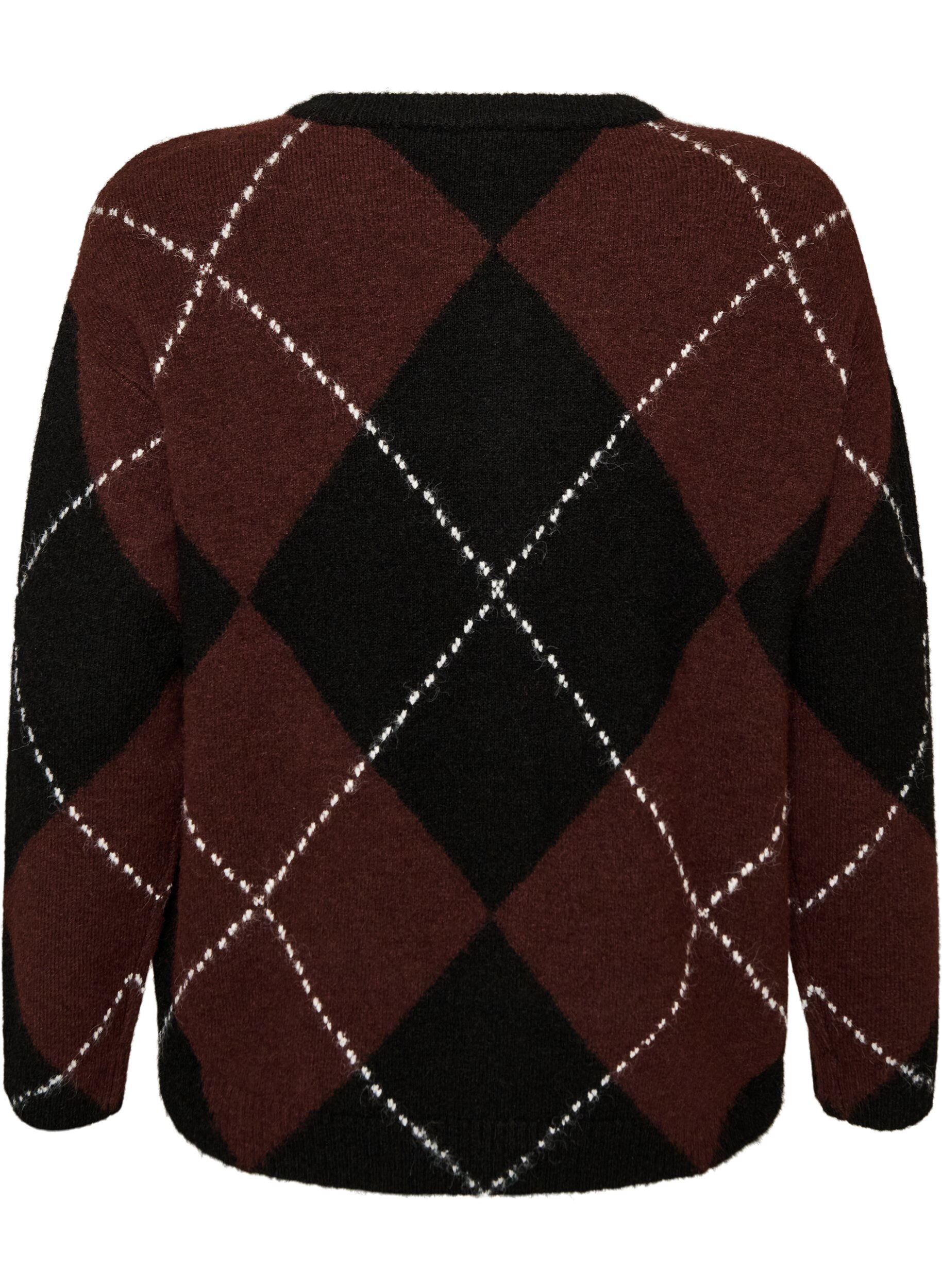 ZizzifashionCardigan with argyle pattern, Black, Packshot image number 1