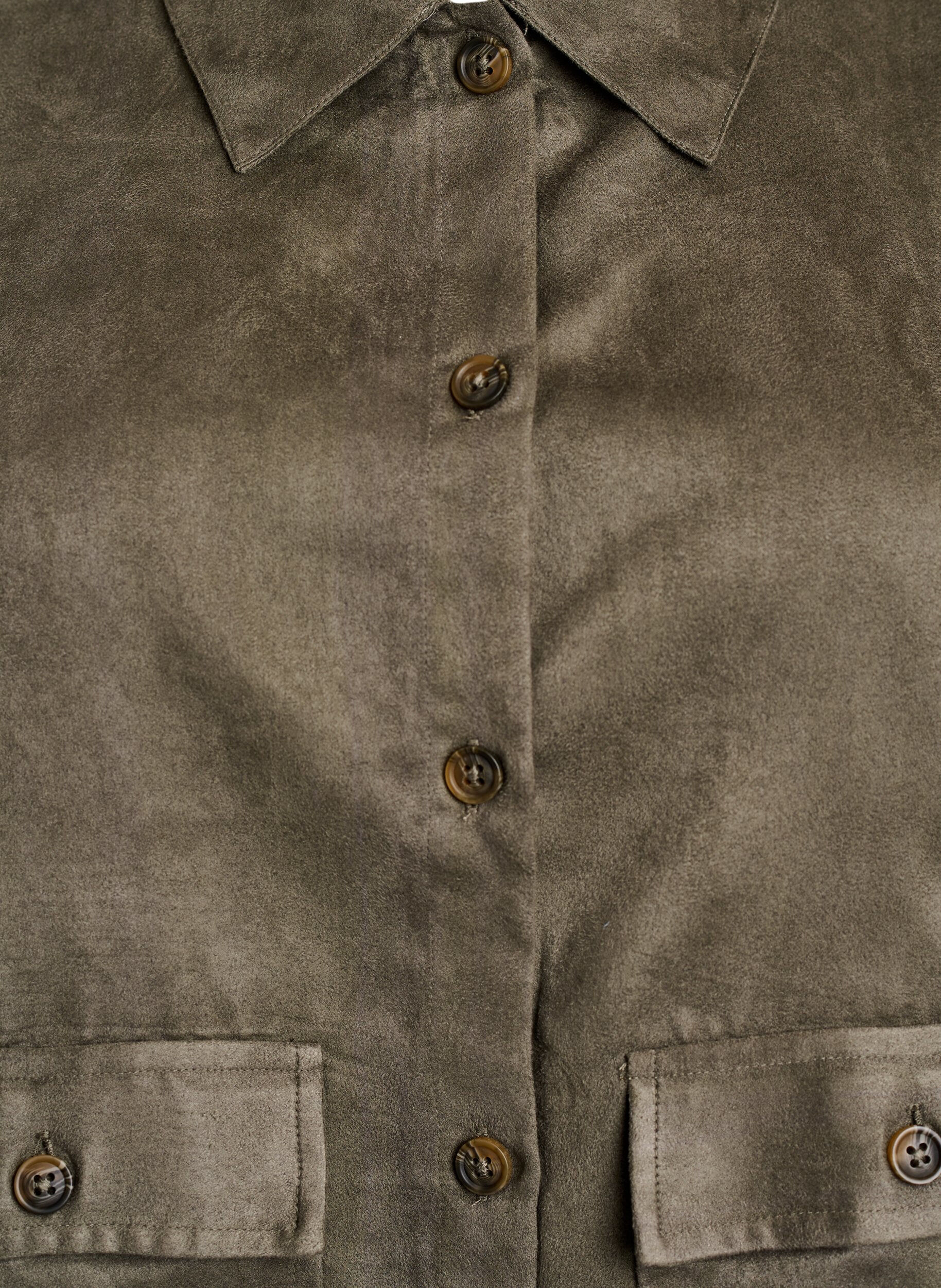 Zizzifashion Short faux suede jacket with pockets, Green, Packshot image number 2