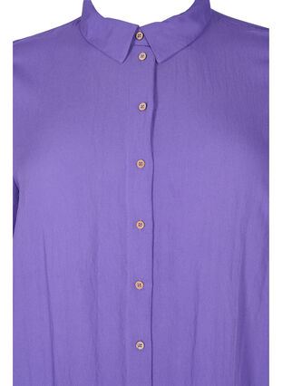 Long solid-coloured viscose shirt with 3/4 sleeves, Passion Flower, Packshot image number 2