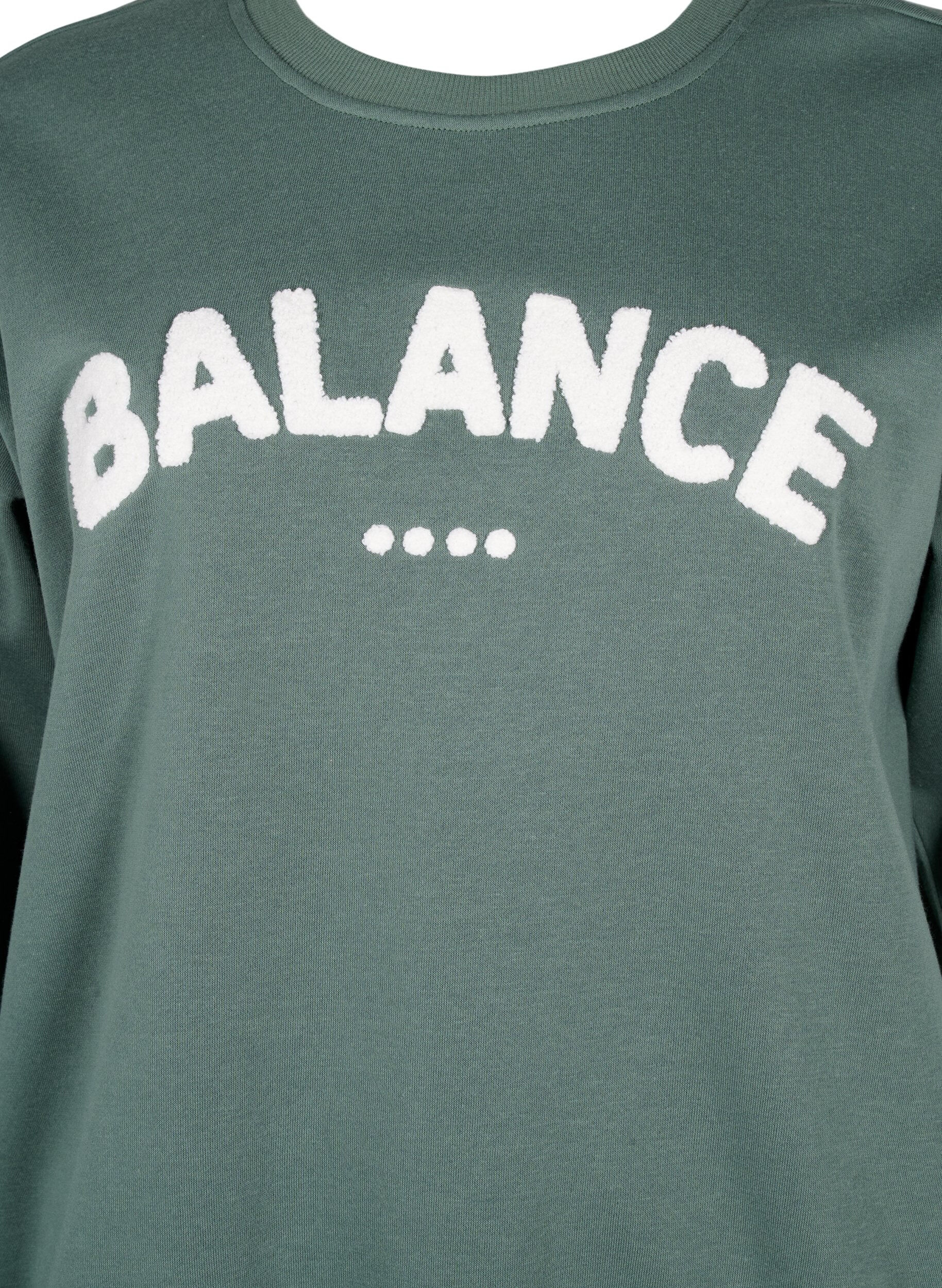 Zizzifashion Sweatshirt with terry text, Green, Packshot image number 2
