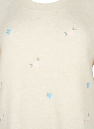 Knitted sweater with embroidered flowers, Birch Comb, Packshot image number 2