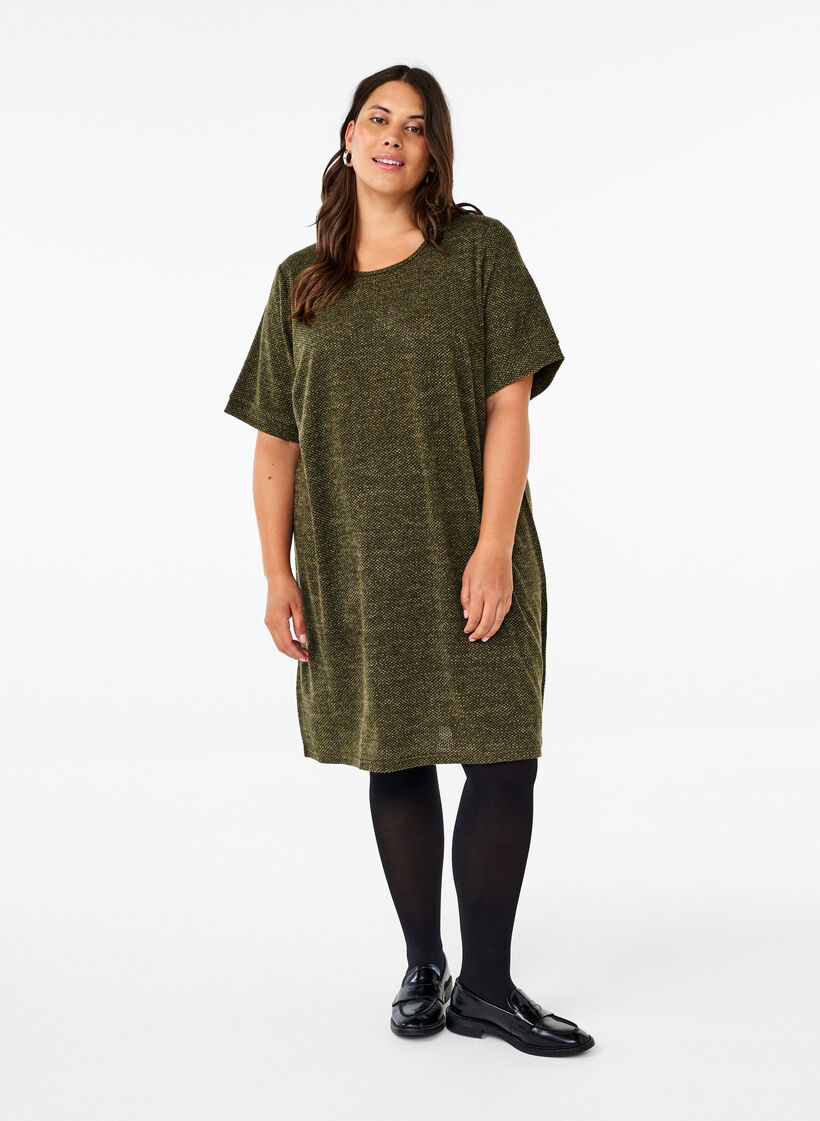 T-shirt dress with short sleeves, Winter Moss, Model image number 2