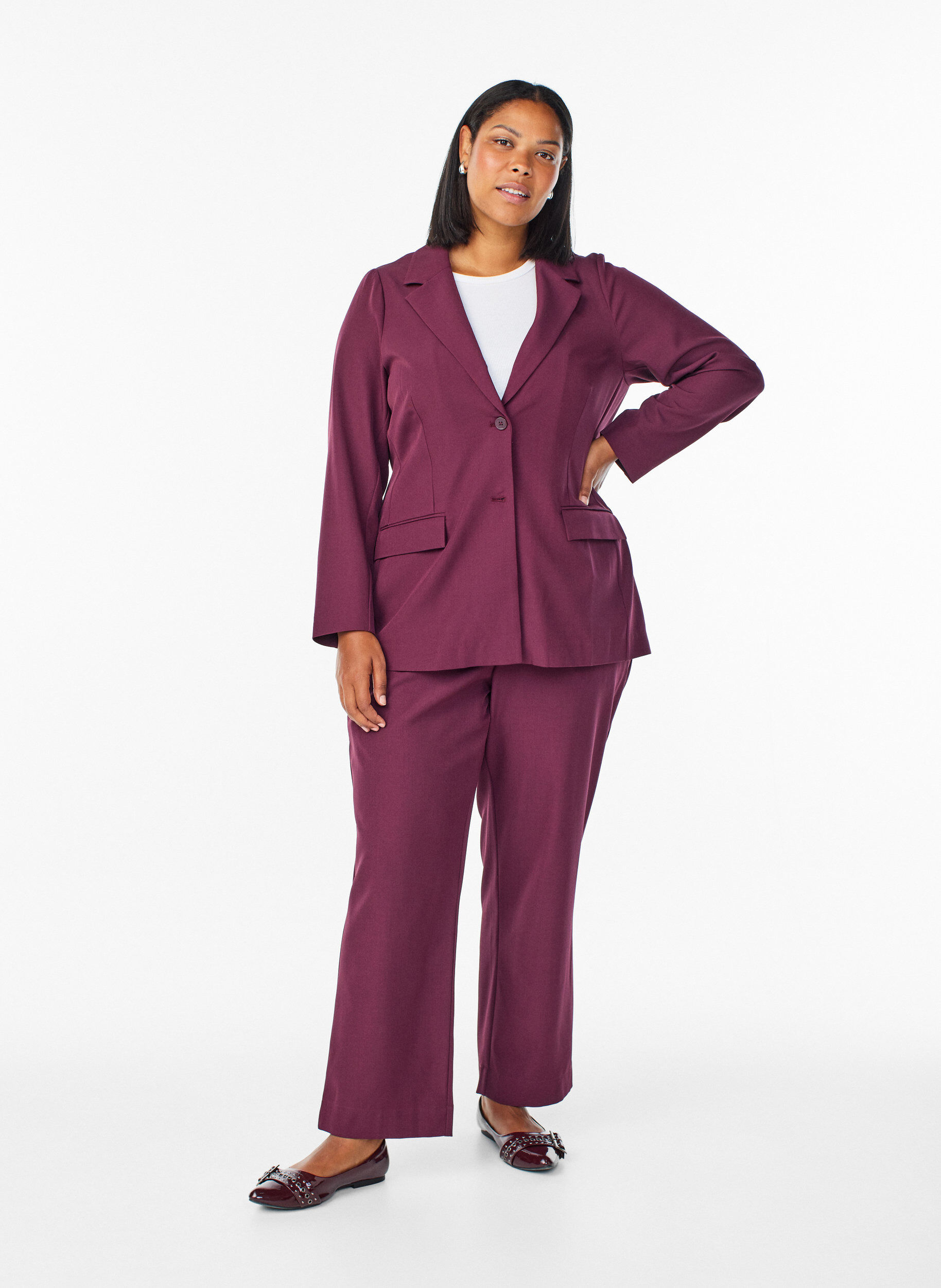 Zizzifashion FLASH - Blazer with pockets and slits, Dark Bordeaux, Model image number 1