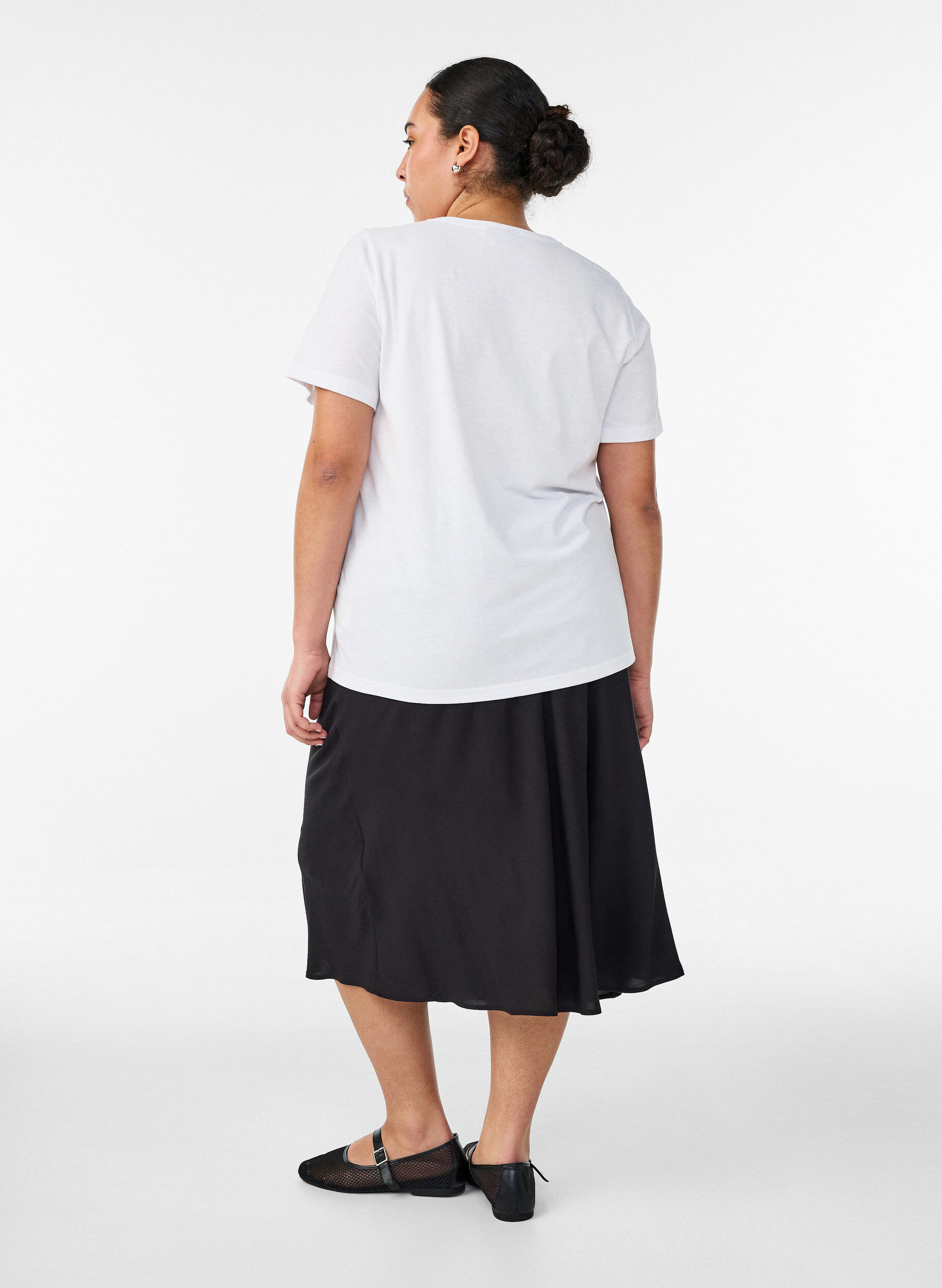 ZizzifashionViscose skirt with an elasticated waist, Black, Model image number 1