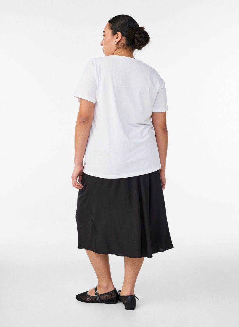 Viscose skirt with an elasticated waist, Black, Model image number 1