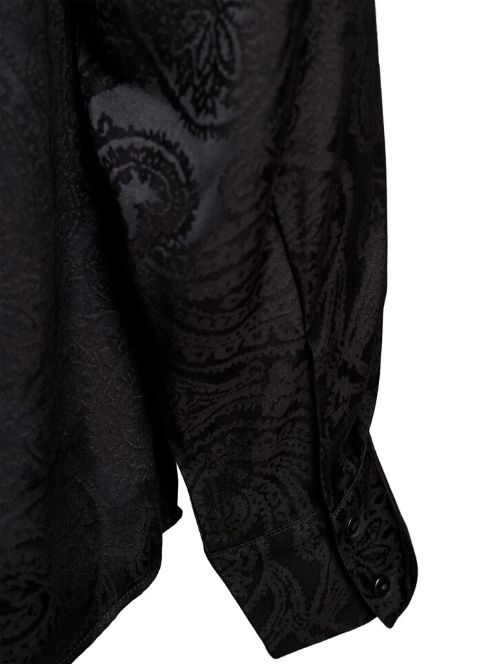 Shirt with tone-on-tone paisley pattern, Black, Packshot image number 3