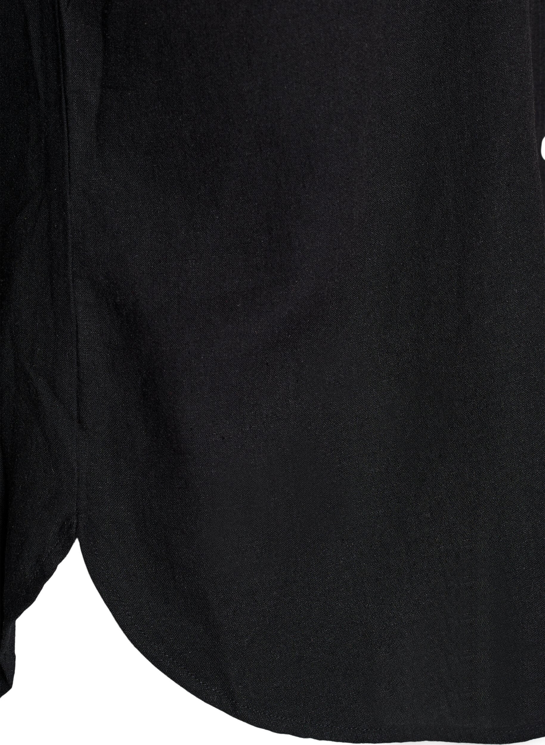 ZizzifashionShirt in linen and viscose with 3/4 sleeves, Black, Packshot image number 3