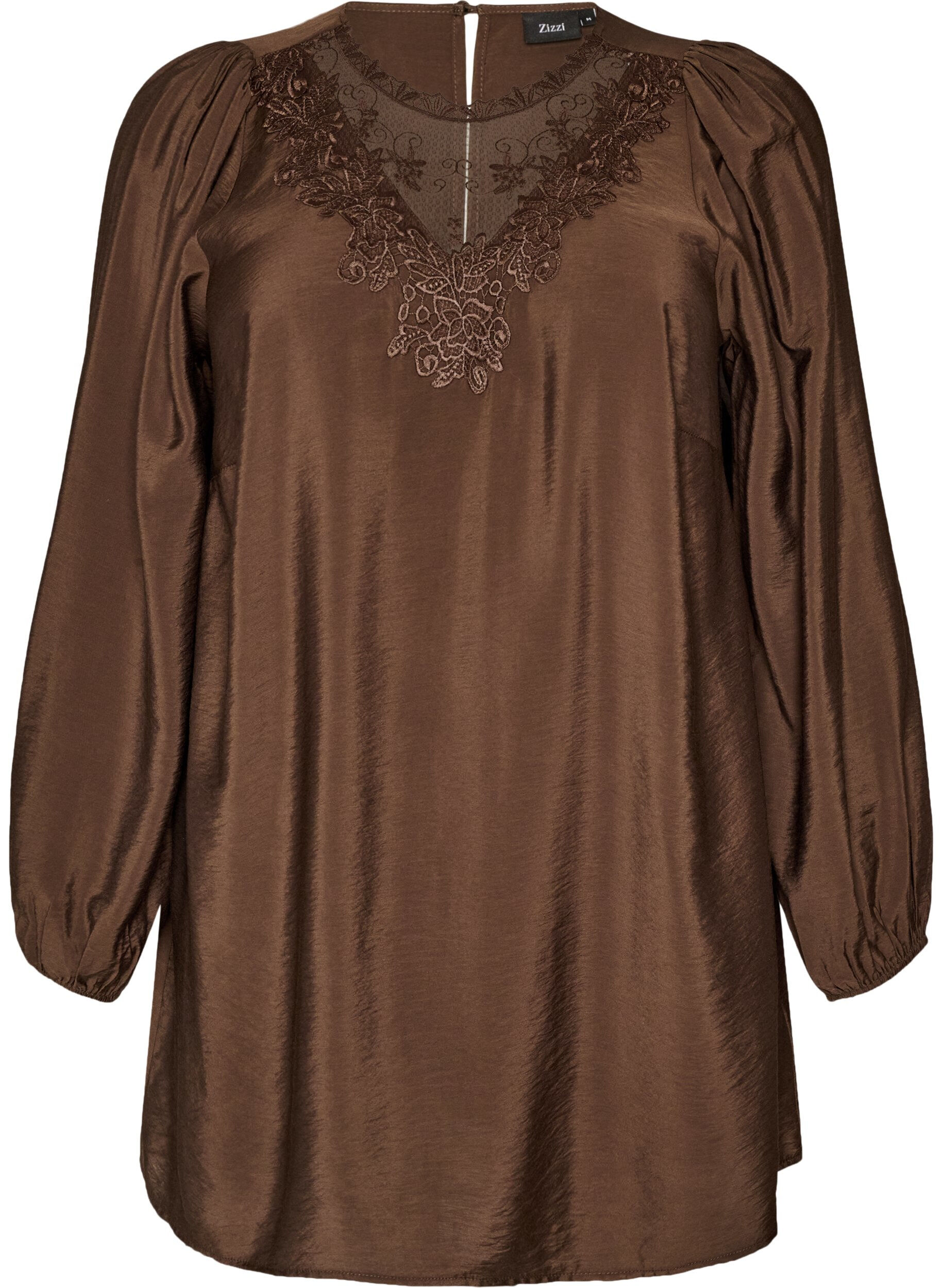 Tunic in viscose with lace detail