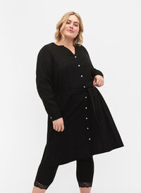 Shirtdress with long sleeves, Black, Model