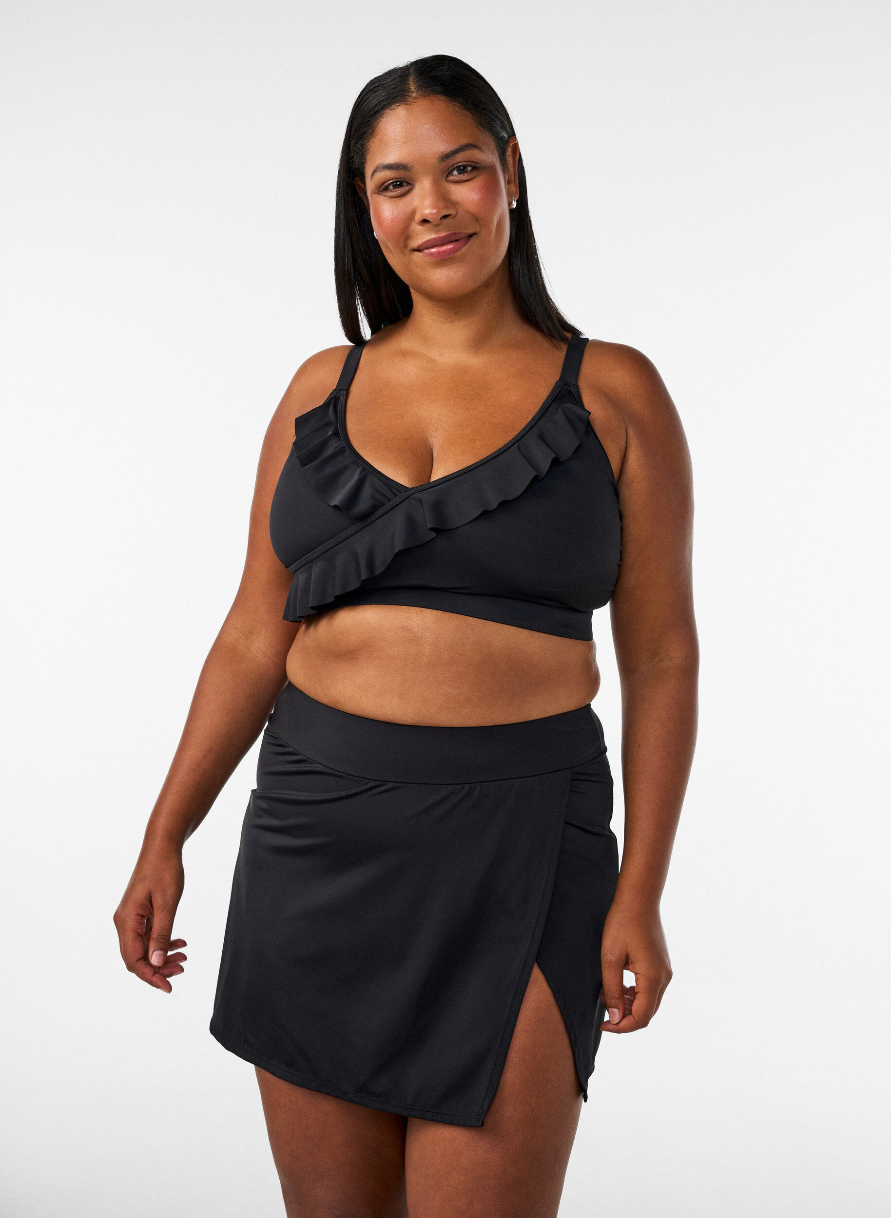 Bikini bottom with brief and wrap-around effect, Black, Model