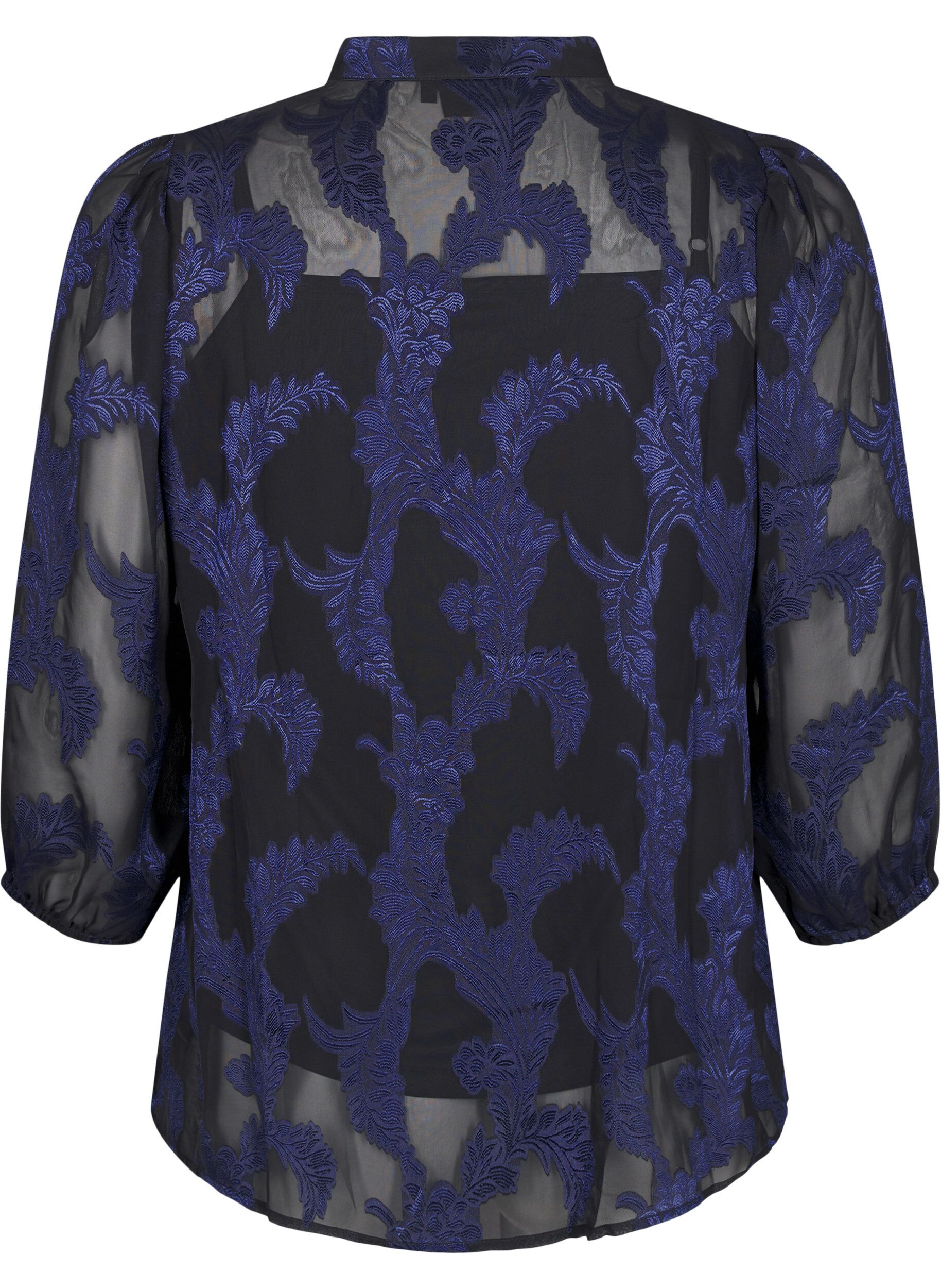 Zizzifashion Chiffon blouse with jacquard pattern, Evening Blue, Packshot image number 1