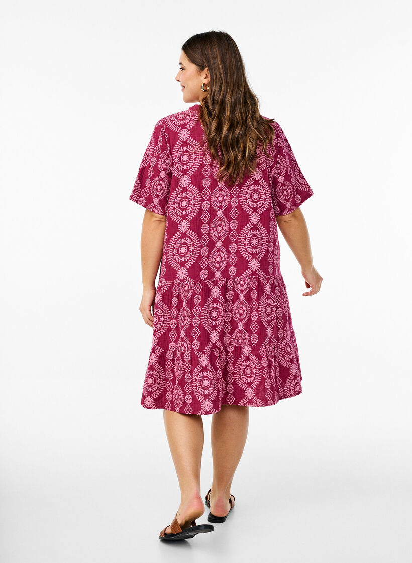 Short dress in cotton muslin with a pattern, 9992, Model image number 2