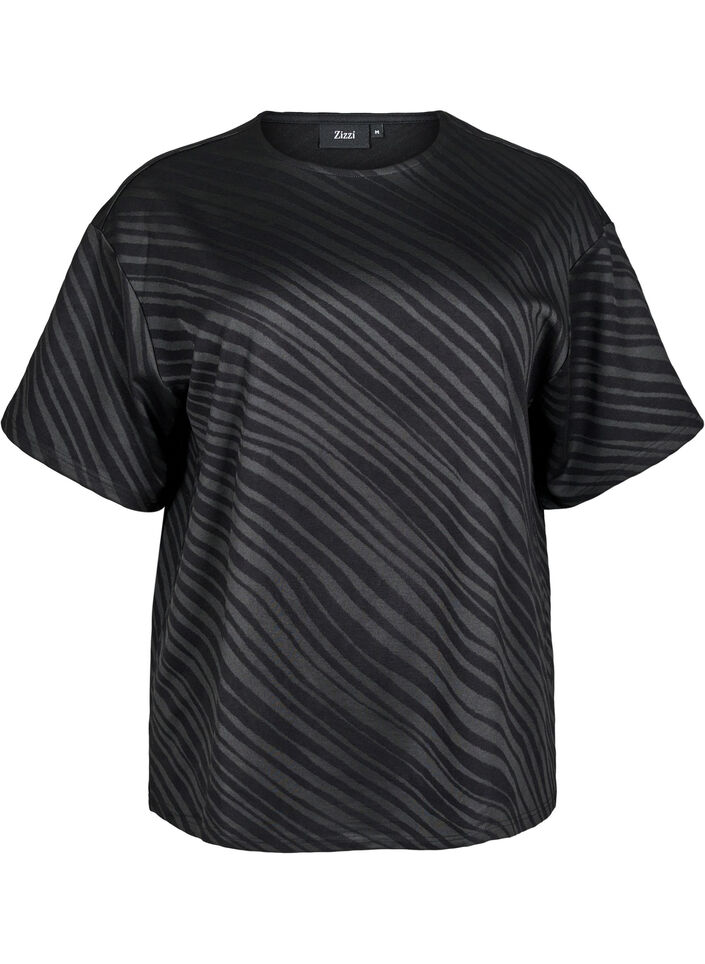 Oversize blouse with pattern, Black, Packshot image number 0