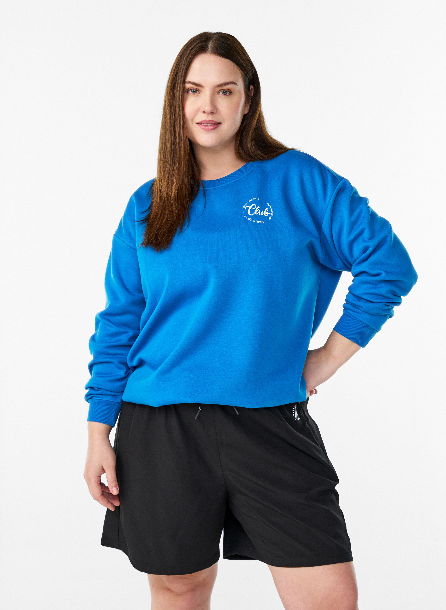 Sweatshirt with text print, Blue, Model