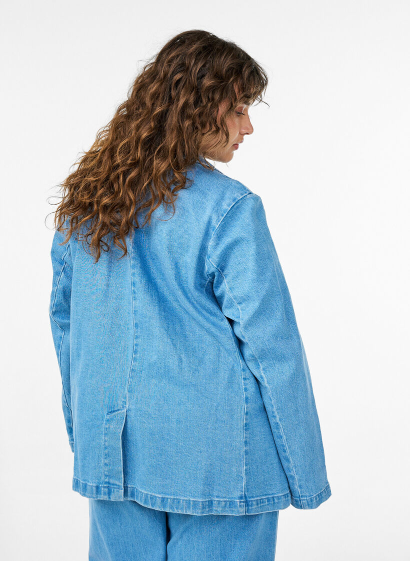 Denim blazer with pockets, Light Blue, Model image number 2