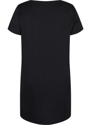Short-sleeved nightdress in cotton, Black Pink BE MY, Packshot image number 1