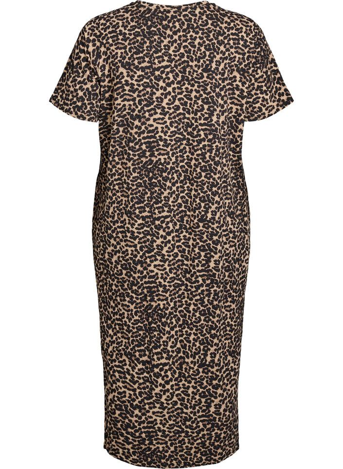 Midi T-shirt dress with a V-neck, Brown, Packshot image number 1