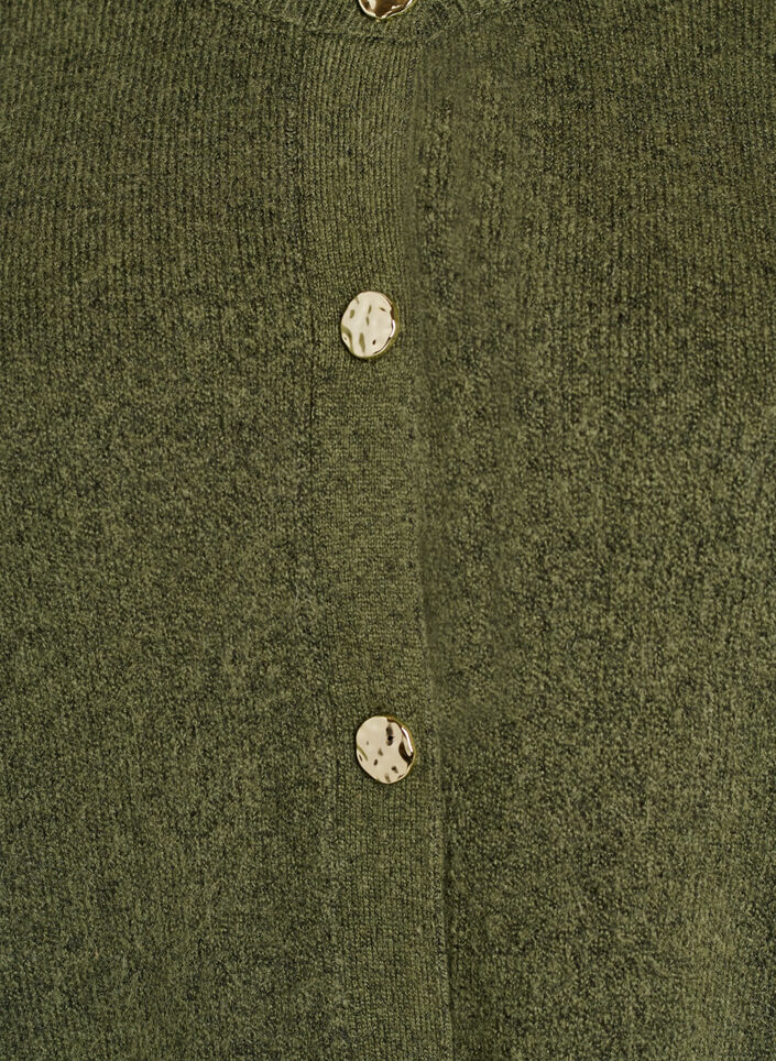 Cardigan in soft knit with gold-coloured buttons, Green, Packshot image number 2