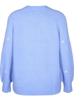 Knitted jumper with embroidery details, Lavender w. Daisy, Packshot image number 1