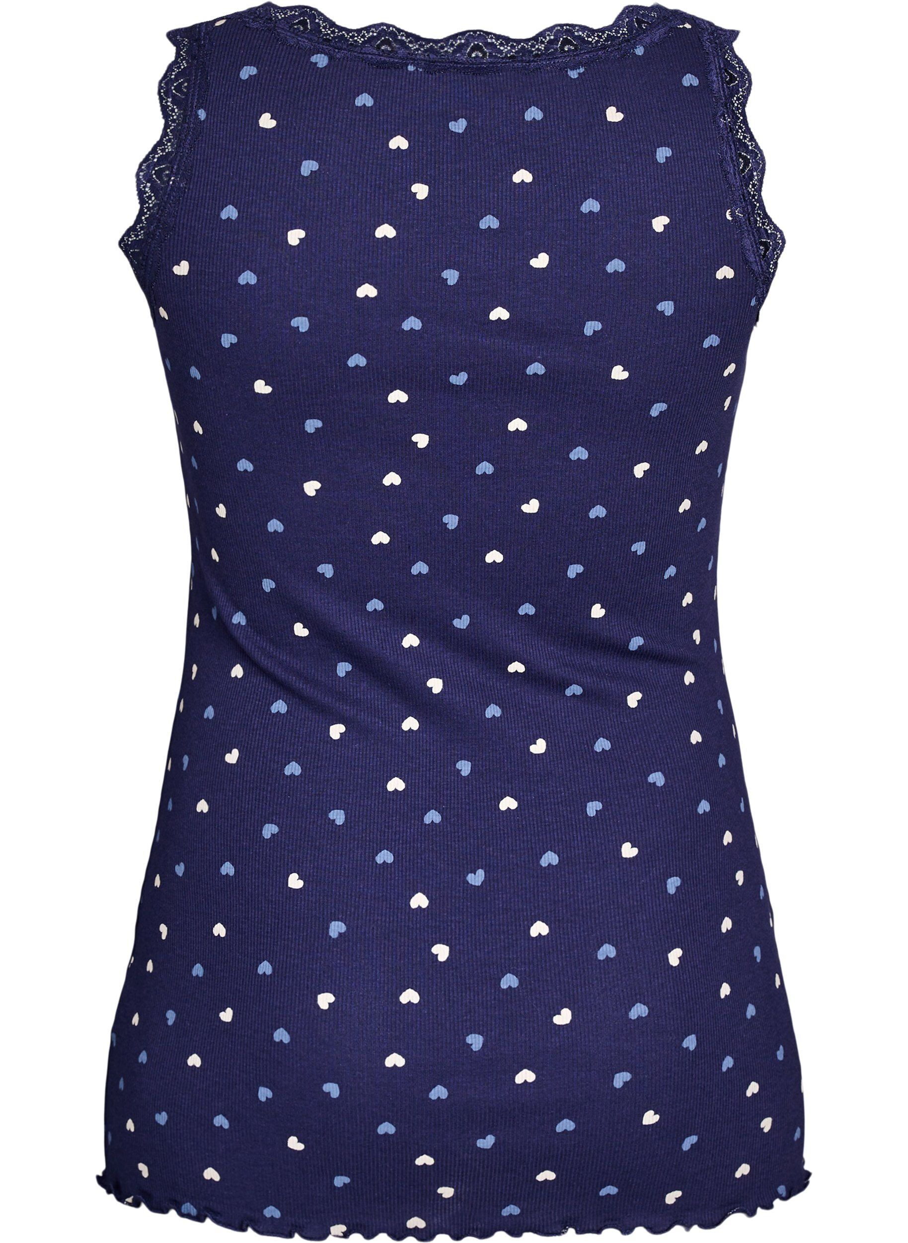Zizzifashion Top with print and lace edge, Blue, Packshot image number 1