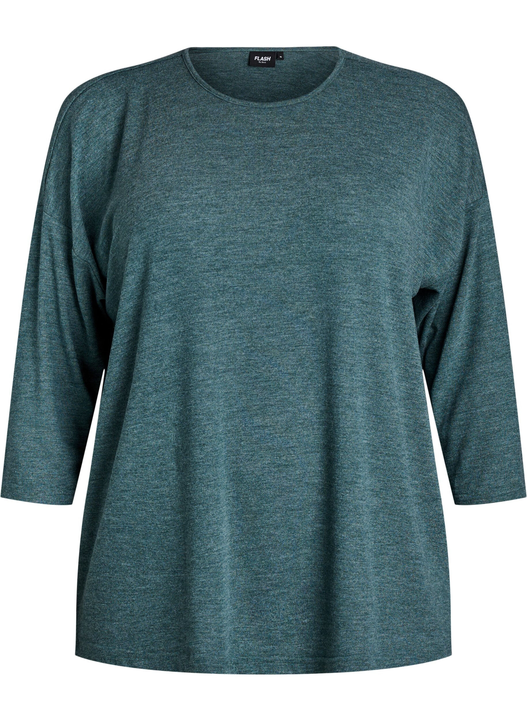 Zizzifashion FLASH &ndash; Jersey blouse with 3/4 sleeves, Green, Packshot image number 0