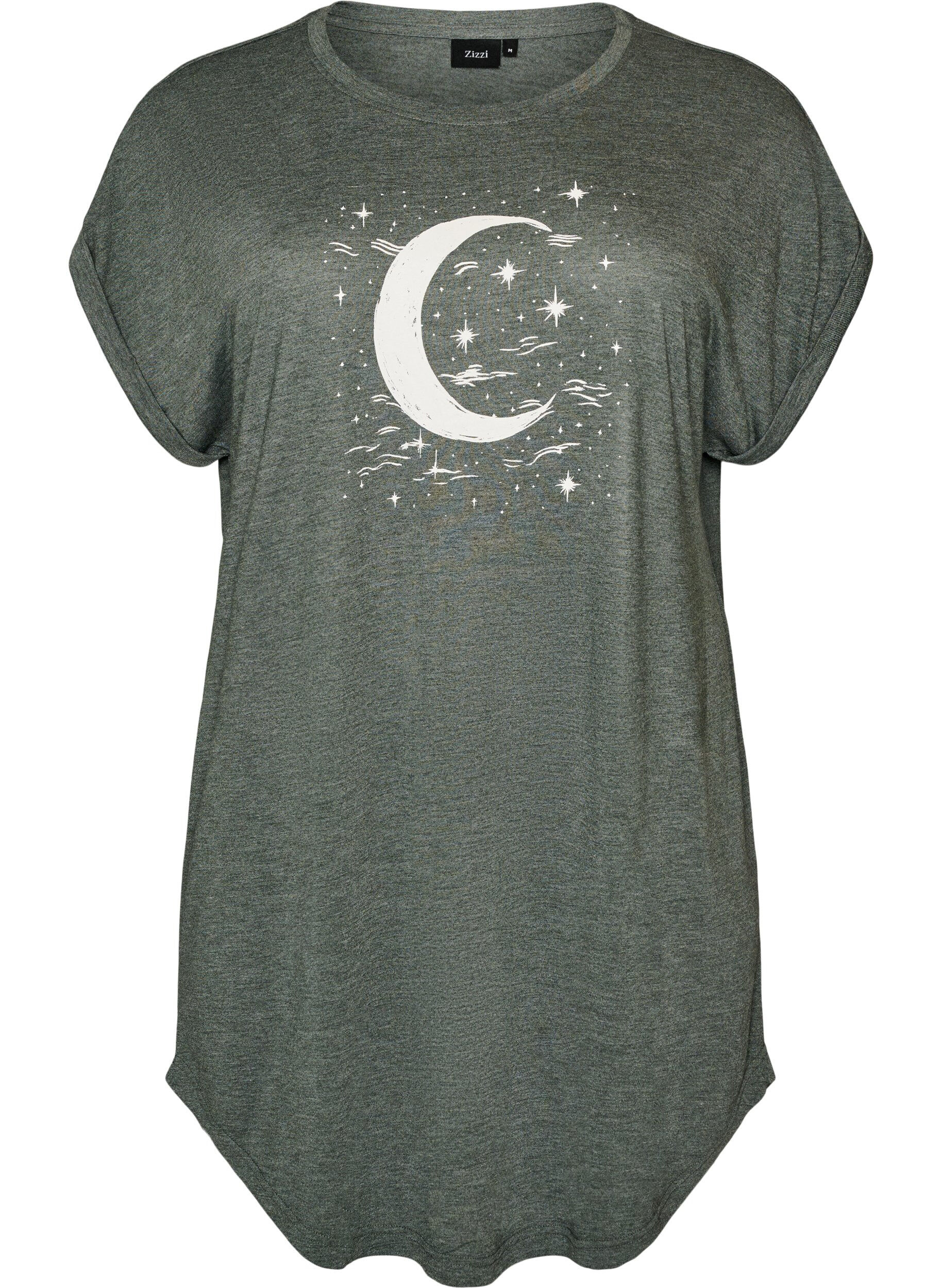 ZizzifashionShort sleeve nightgown with text print, Green, Packshot image number 0