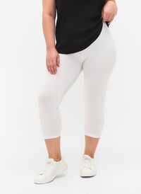 Basic 3/4-length viscose leggings, Bright White, Model
