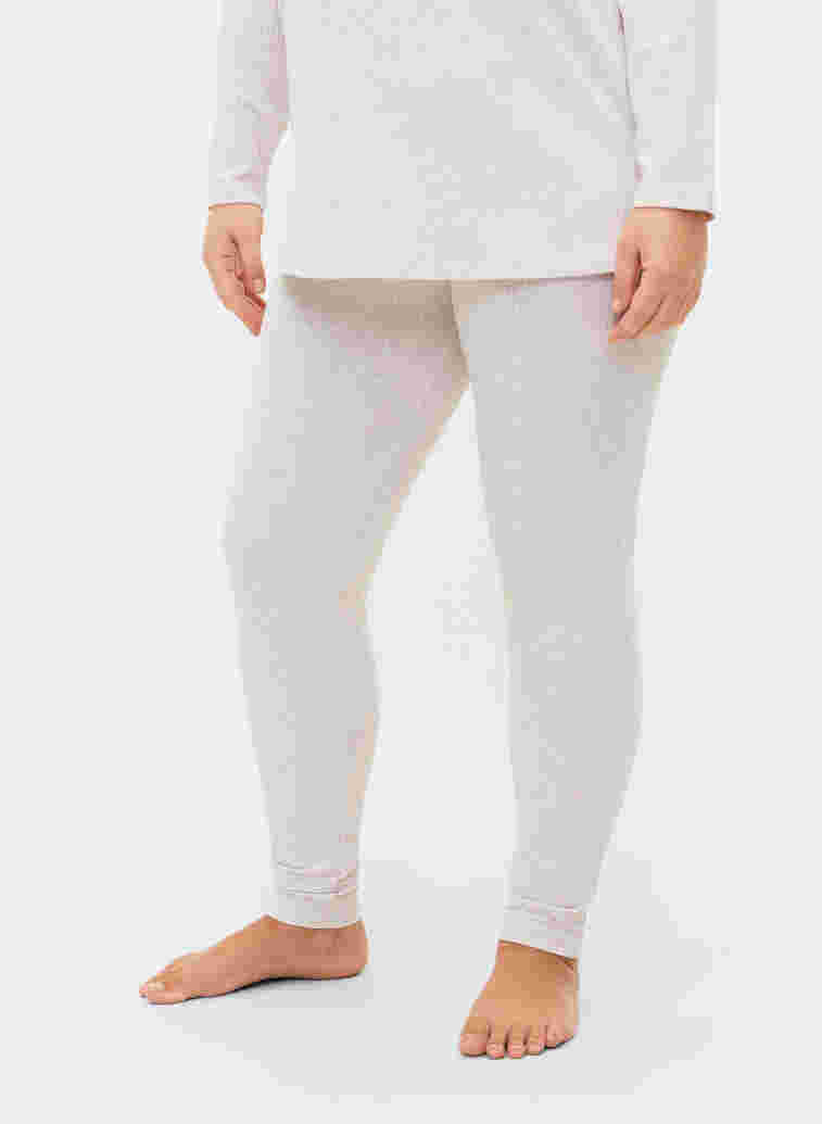 Tight-fitting trousers in rib, Natural Mélange, Model image number 1