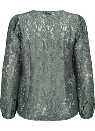 FLASH - Long sleeve lace blouse, Balsam Green, Packshot image number 1