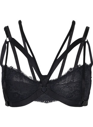 Underwired bra with string details, Black, Packshot image number 0